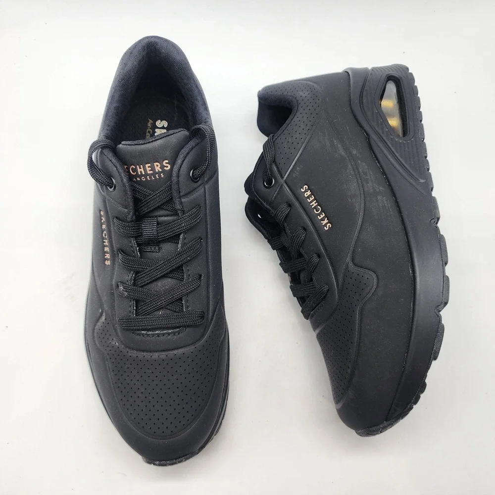 Skechers Uno Stand on Air Sneakers Women's 9 Black Rose Gold Accents